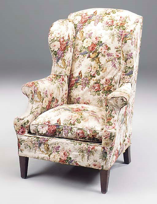 An oak and mahogany wing armchair, late 19th/early 20th century