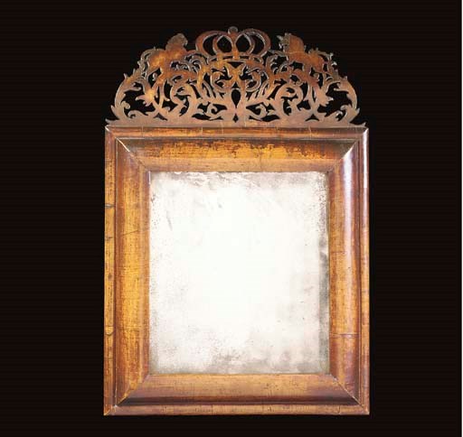 A Charles II walnut mirror