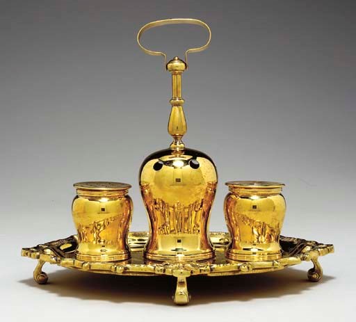 A CARTIER SILVER-GILT INKSTAND