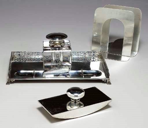 AN AMERICAN SILVER DESK SET,