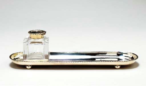 AN EDWARD VII SILVER INKSTAND