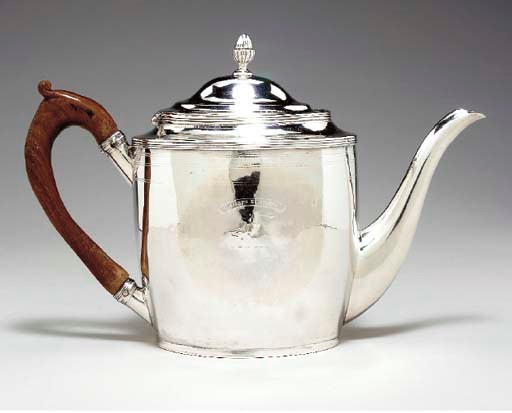 A GEORGE III SILVER TEAPOT,