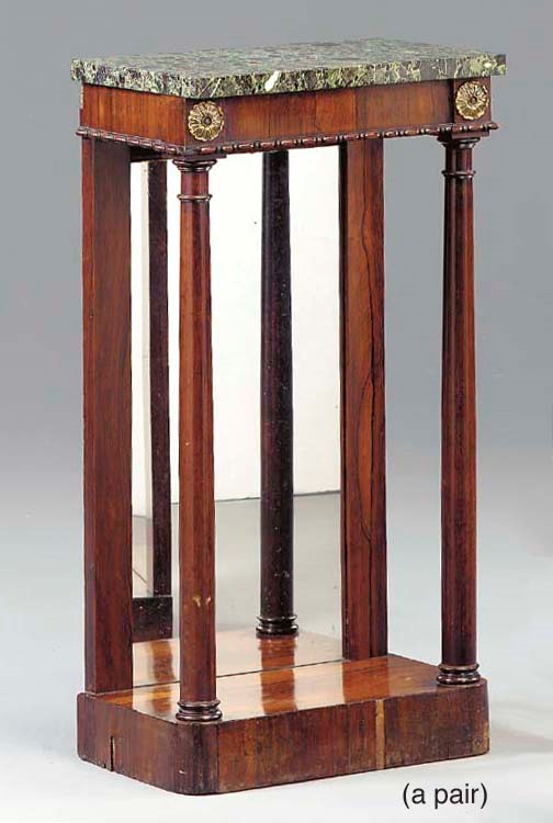 A PAIR OF REGENCY LACQUER-BRASS-MOUNTED ROSEWOOD SIDE TABLES,