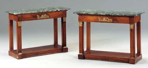 A PAIR OF NORTH ITALIAN NEOCLASSIC SIDE TABLES,