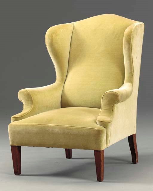 A PAIR OF GEORGE III STYLE MAHOGANY WING ARMCHAIRS,