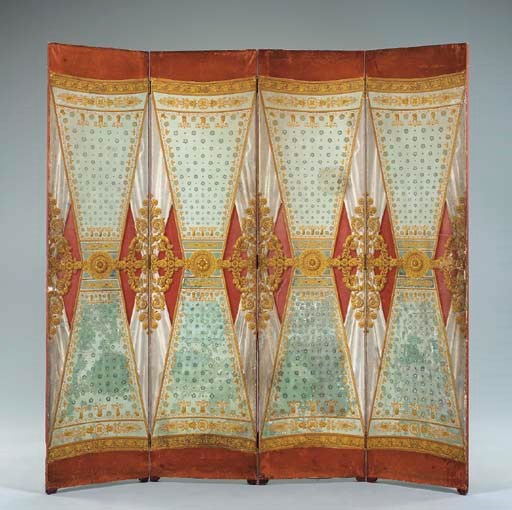 A LOUIS-PHILLIPE PAPIER-PEINT-MOUNTED-ON-CANVAS FOUR-PANEL SCREEN,