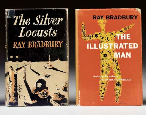 BRADBURY, Ray. The Silver Locusts. London, 1951. SIGNED. -- The Illustrated Man. New York, 1951. SIGNED. -- Something Wicked this way comes. New York, 1962. -- Zen in the Art of Writing. 1989. PRESENTATION COPY, inscribed to Richard Lackritz. -- The Toynbee Convector. New York, 1988. SIGNED. -- Limited edition. -- Uncorrected Proof. -- Fahrenheit 451. New York: Limited Editions Club, 1982. SIGNED. -- The Martian Chronicles. Avon: Limited Editions Club, 1974. -- and 10 others. -- Together 19 volumes, FIRST EDITIONS, 8o and 4o, original bindings, DUST JACKETS (when issued), good condition. 	 (19)