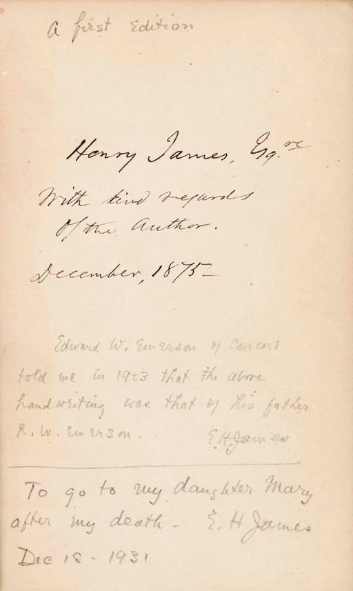 EMERSON, Ralph Waldo (1803-1882). Letters and Social Aims. Boston: James R. Osgood, 1876.