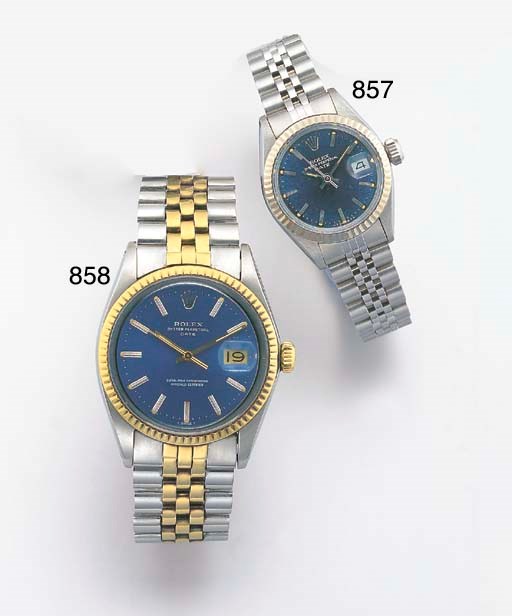 ROLEX. A LADY'S STAINLESS STEEL SELF-WINDING WRISTWATCH WITH SWEEP CENTRE SECONDS, DATE AND BRACELET