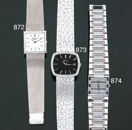 CHOPARD. AN 18K WHITE GOLD SQUARE WRISTWATCH WITH BRACELET