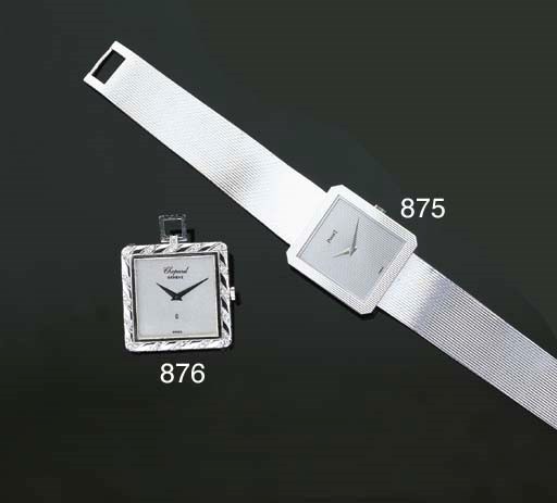 PIAGET. AN 18K WHITE GOLD RECTANGULAR WRISTWATCH WITH BRACELET