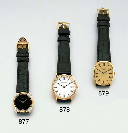 PATEK PHILIPPE. AN 18K GOLD WRISTWATCH WITH SWEEP CENTRE SECONDS AND DATE