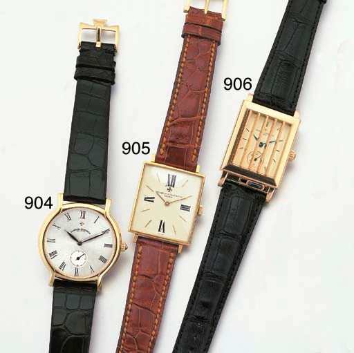 VACHERON & CONSTANTIN. AN 18K GOLD RECTANULAR WRISTWATCH
