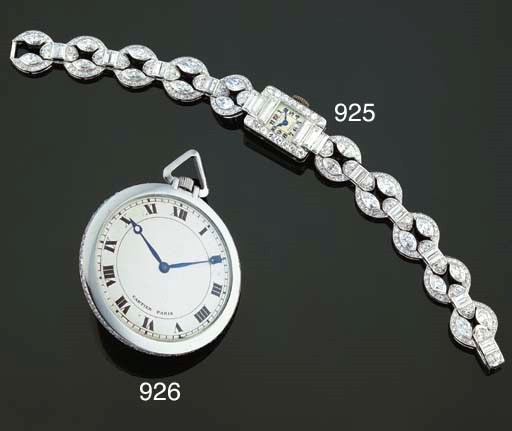 CARTIER. A FINE AND ELEGANT LADY'S PLATINUM AND DIAMOND-SET RECTANGULAR WRISTWATCH WITH BRACELET