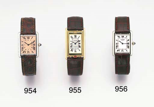 CARTIER. A FINE PLATINUM RECTANGULAR WRISTWATCH