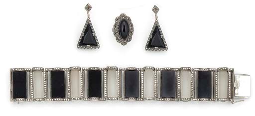 A Theodor Fahrner bracelet, ring and earrings,