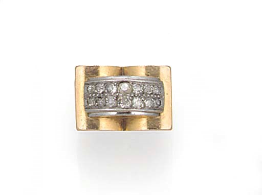 A 1940's diamond cocktail ring,