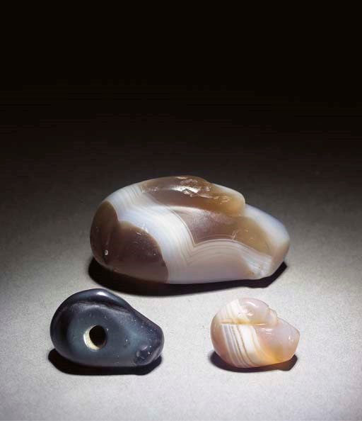 A GROUP OF MESOPOTAMIAN HARDSTONE DUCK WEIGHTS