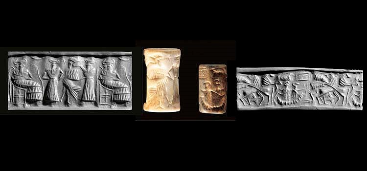 AN AKKADIAN SHELL CYLINDER SEAL