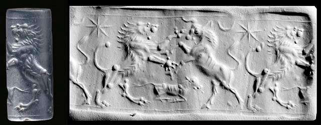 A MIDDLE ASSYRIAN HAEMATITE CYLINDER SEAL