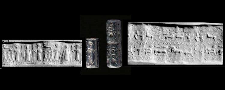 A SYRIAN HAEMATITE CYLINDER SEAL