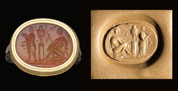 A ROMAN CORNELIAN INTAGLIO WITH SACRO-IDYLLIC SCENE