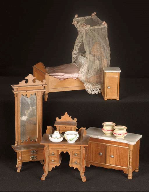 Dolls' house 'cherrywood' bedroom furniture
