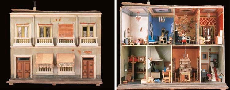 An unusual painted wooden Spanish town house