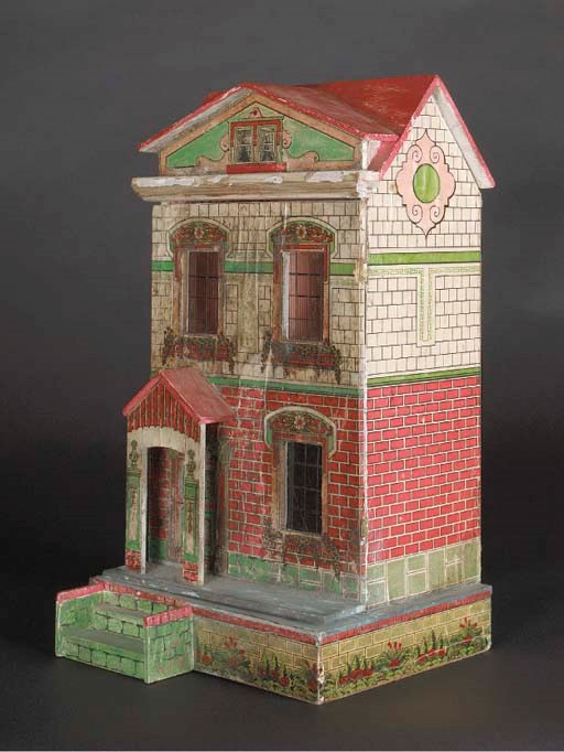 A red roof dolls' house in Art Noveau style