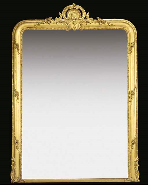 A FRENCH GILTWOOD OVERMANTEL MIRROR