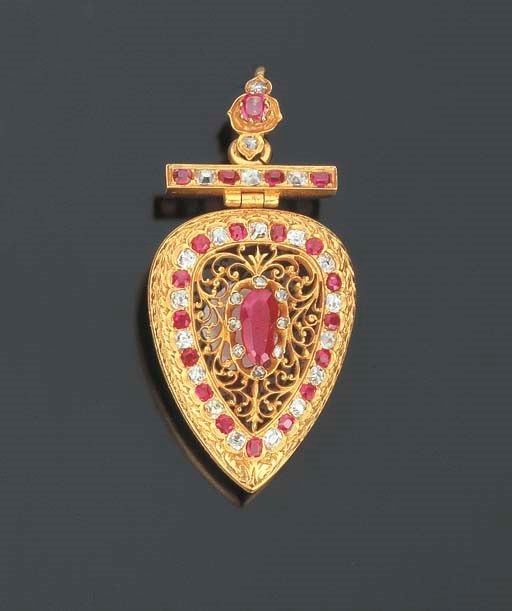 Pendente in rubini e brillanti