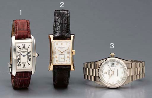 Cartier. A fine platinum curved rectangular wristwatch