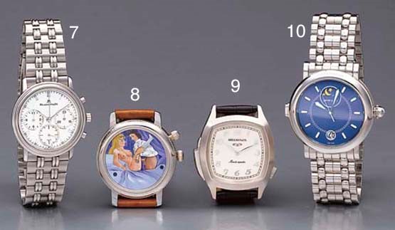 Gerald Genta. A stainless steel self-winding dual-time zone wristwatch with sweep center seconds, date and night & day indicator