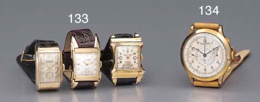 Gruen & Longines. A lot of three unusual-shaped wristwatches