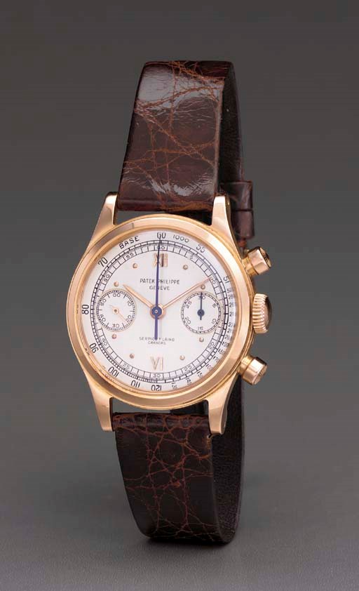 Patek Philippe. A fine and rare 18K pink gold water-resistant chronograph wristwatch
