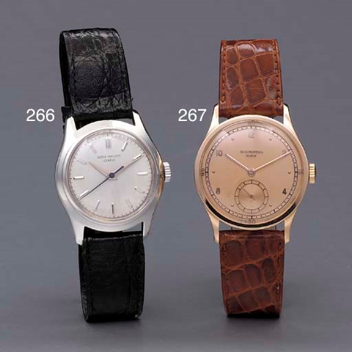 Patek Philippe. A fine and rare 18K white gold water-resistant wristwatch with sweep center seconds