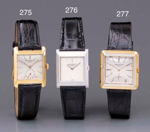 Patek Philippe. A fine platinum square-shaped wristwatch