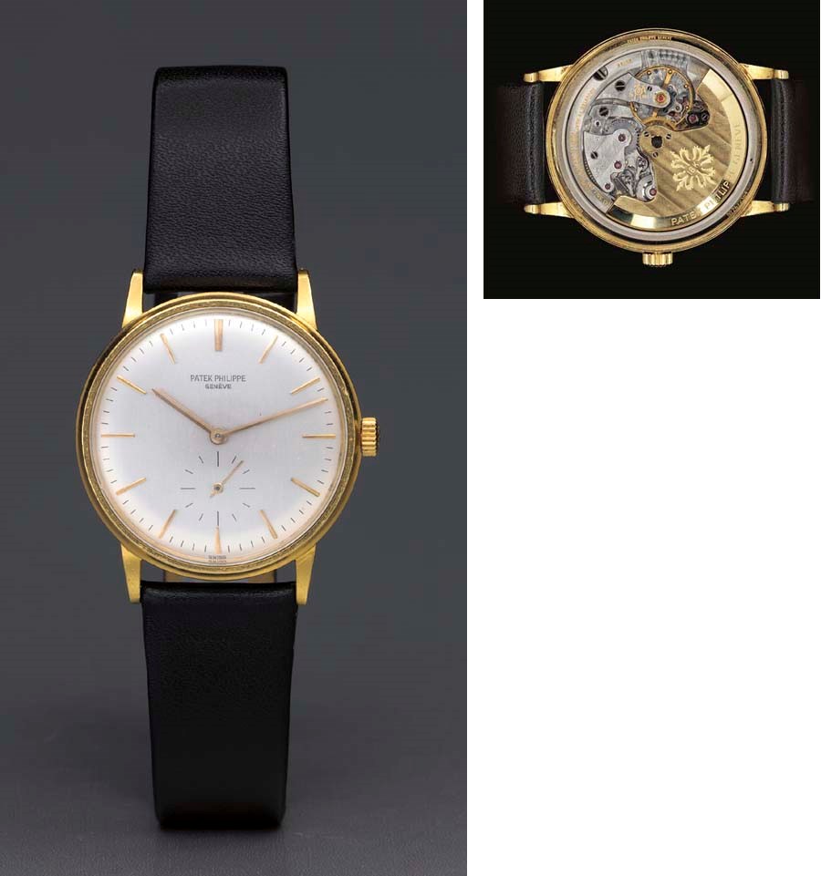 Patek Philippe. A fine and rare 18K gold water-resistant wristwatch with display back