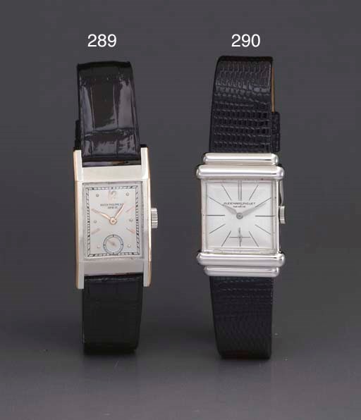 Audemars Piguet. A fine and rare platinum rectangular-shaped wristwatch with unusual lugs