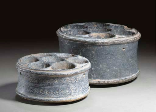 TWO BACTRIAN SCHIST COSMETIC VESSELS