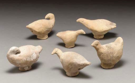 SIX LEVANTINE TERRACOTTA BIRDS