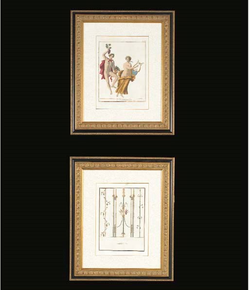 A SET OF EIGHT HAND-COLORED ENGRAVINGS OF HERCULANEUM