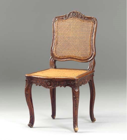A LOUIS XV STAINED BEECHWOOD SIDE CHAIR,