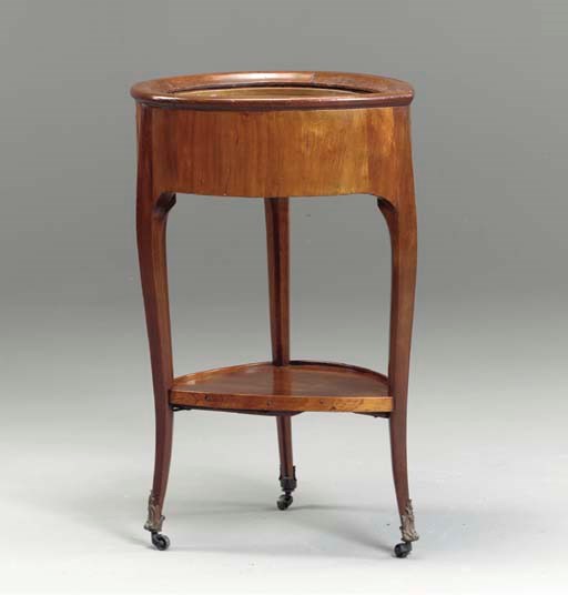 A FRENCH MAHOGANY JARDINIERE,
