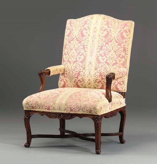 A REGENCE STAINED BEECHWOOD FAUTEUIL,