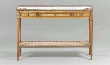 A LOUIS XVI BRASS-MOUNTED MAHOGANY SIDE TABLE,