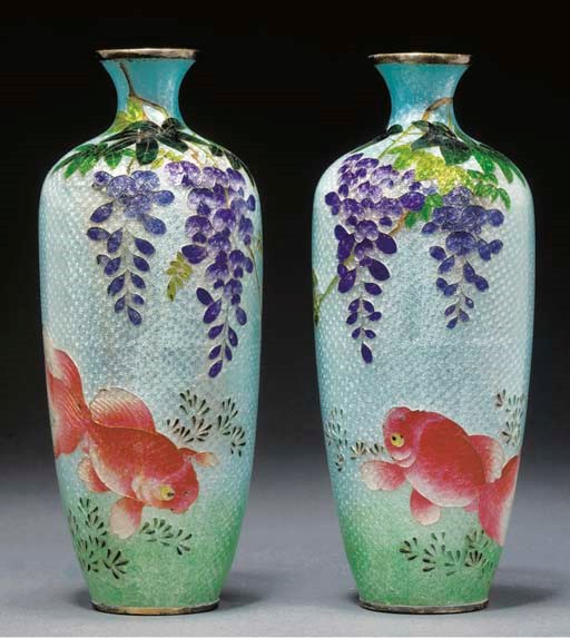 A pair of ginbari enamel vases
19th century