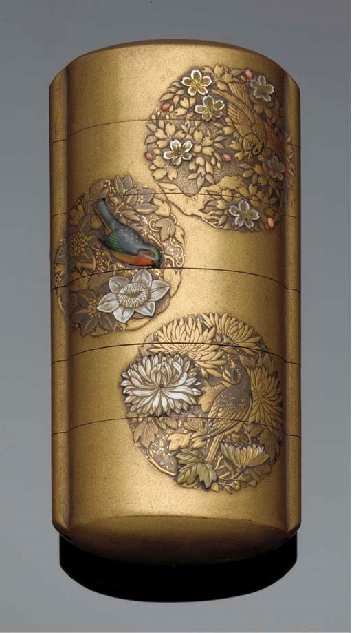 A lacquer and mother of pearl inlaid five-case inro
19th century