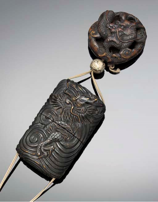 A one-case wooden inro
19th century