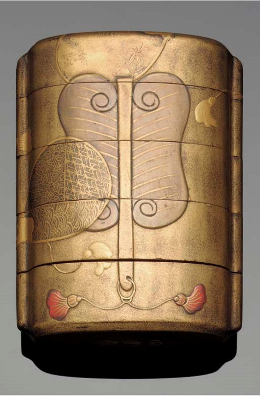 A lacquer four case inro
19th century
